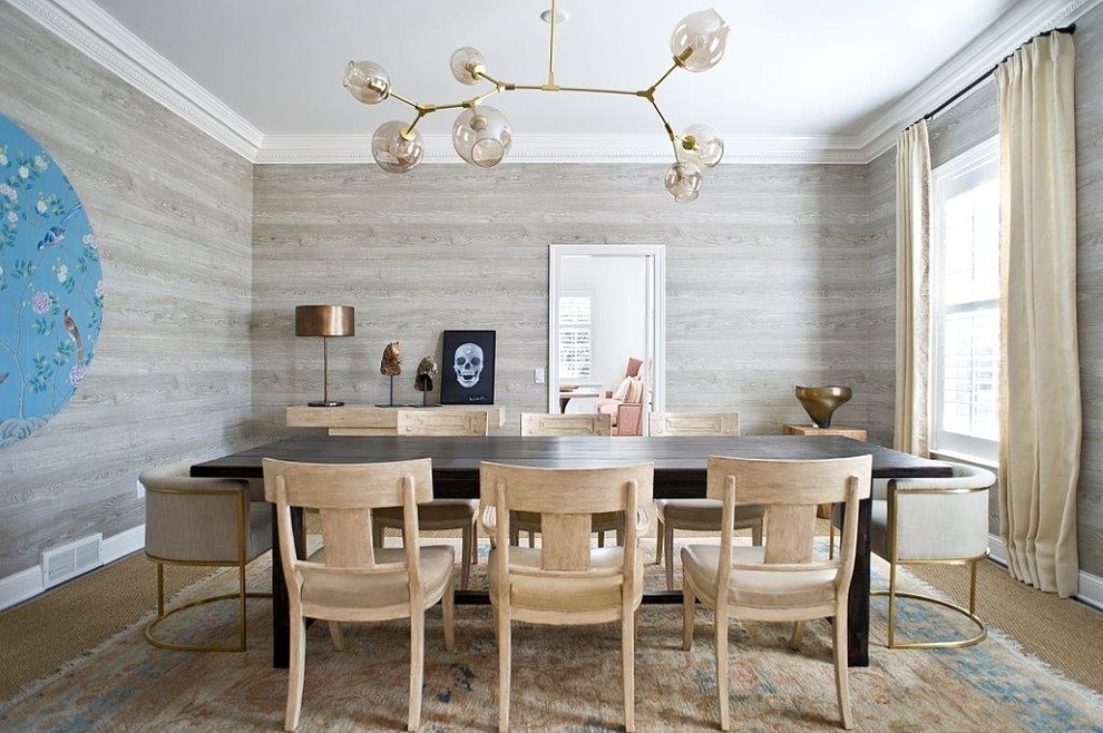 Sleek Contemporary Dining Room with Natural Light & Gold Details