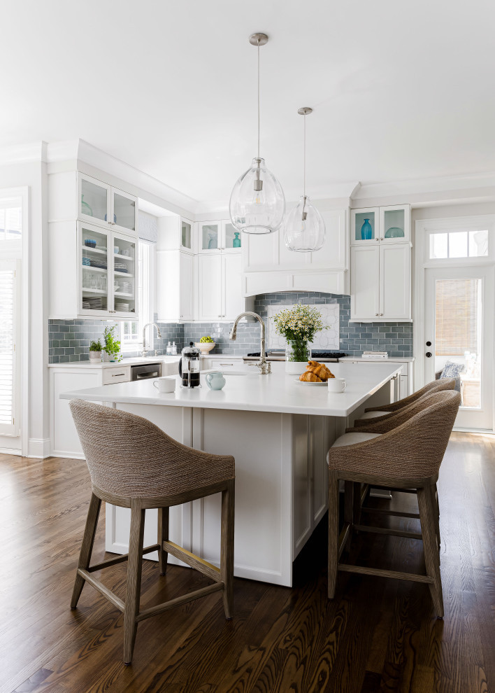 Charming Farmhouse Kitchen with White Cabinetry & Central Island