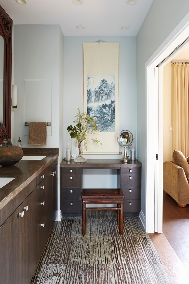 Tranquil Modern Asian Bathroom with Dual Vanity & Artistic Flair