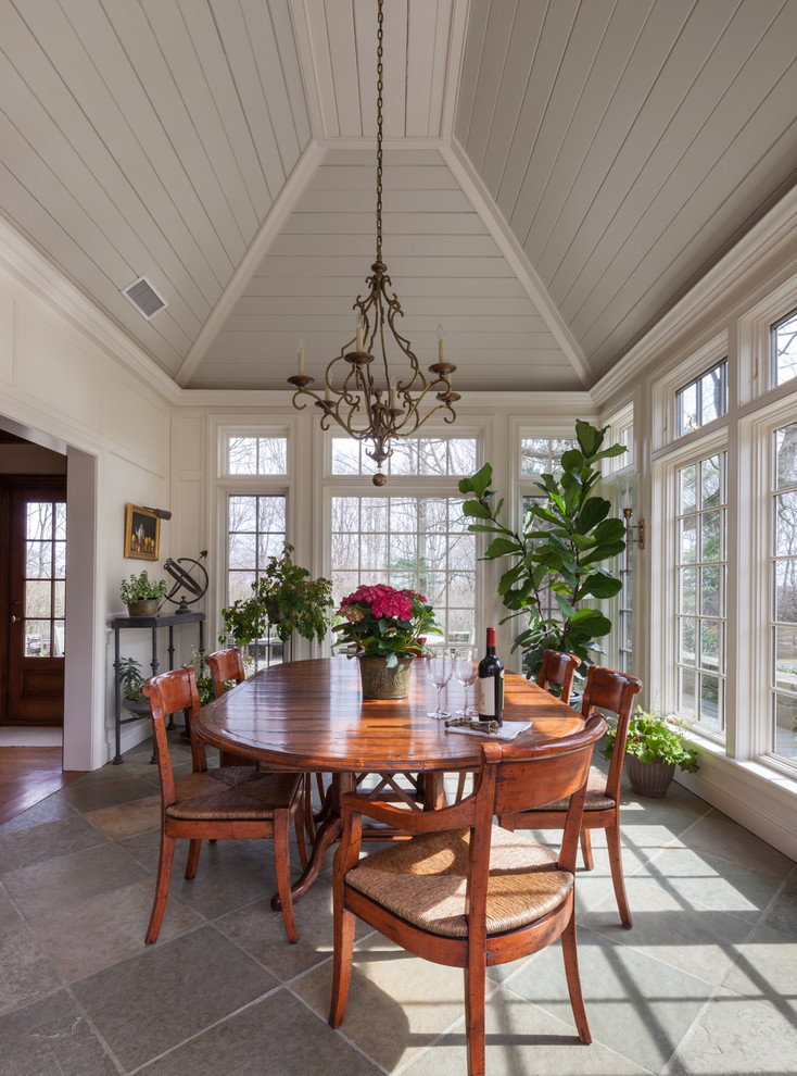 Elegant Traditional Dining Room with Natural Light & Wooden Elements