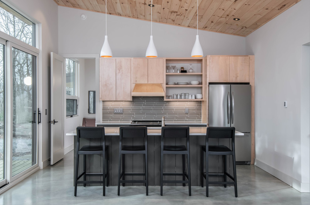Modern Bright Kitchen with Island Seating & Natural Light