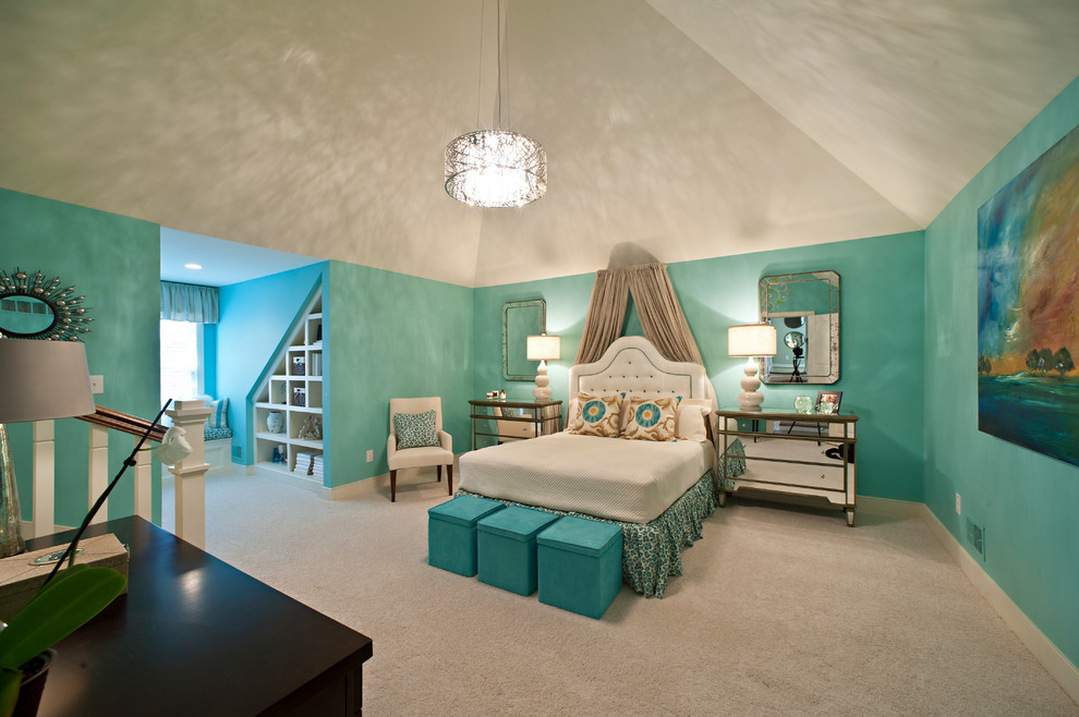 Eclectic Teal Bedroom with Soft, Layered Charm