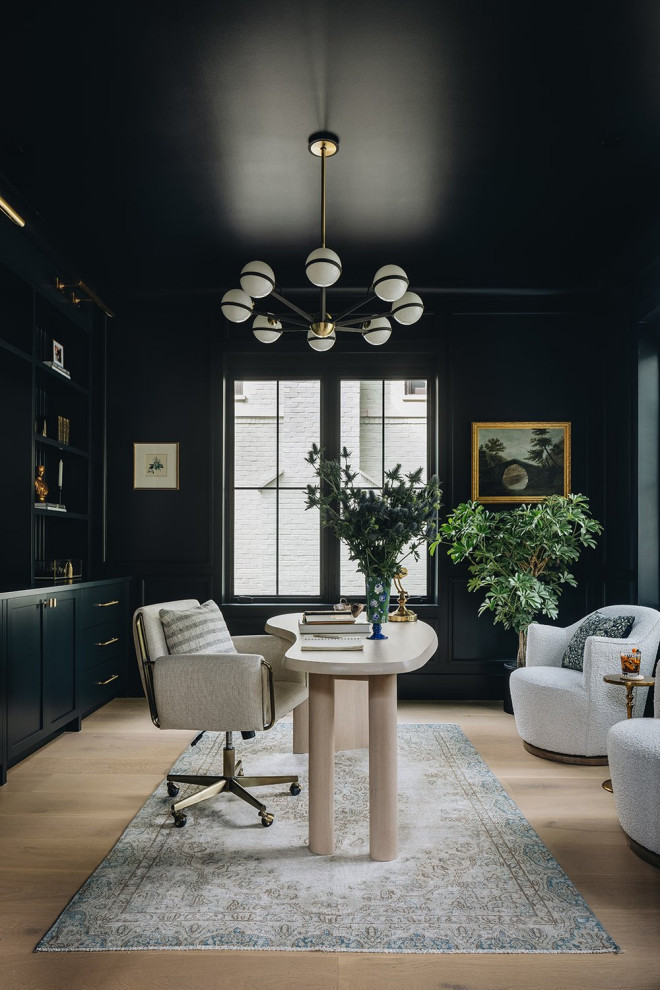 Bold Modern Office with Black Walls & Airy Natural Light